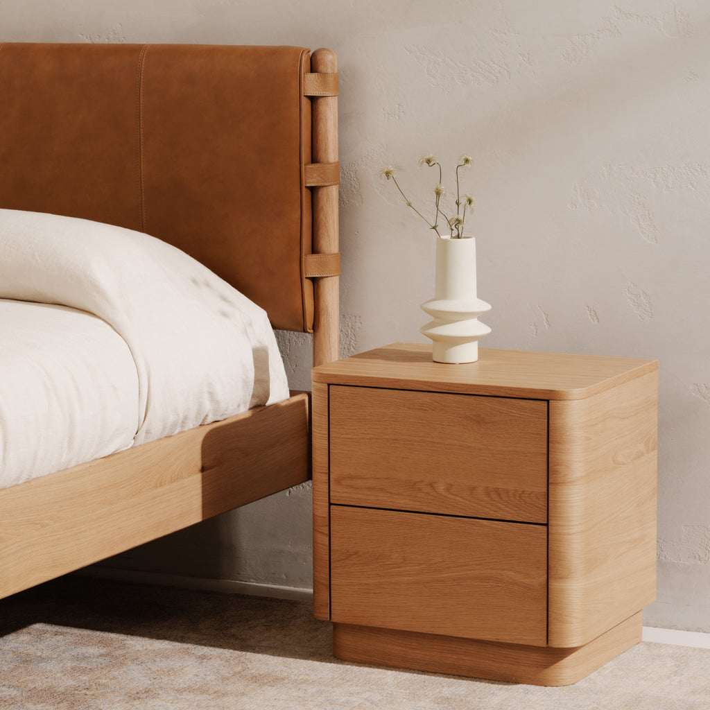 Round Off Tall Nightstand Natural Oak - 1630Living