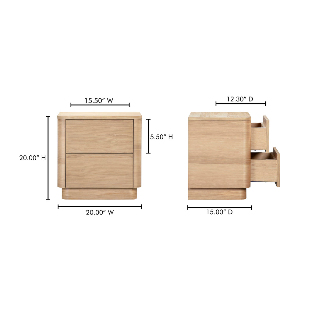 Round Off Tall Nightstand Natural Oak - 1630Living