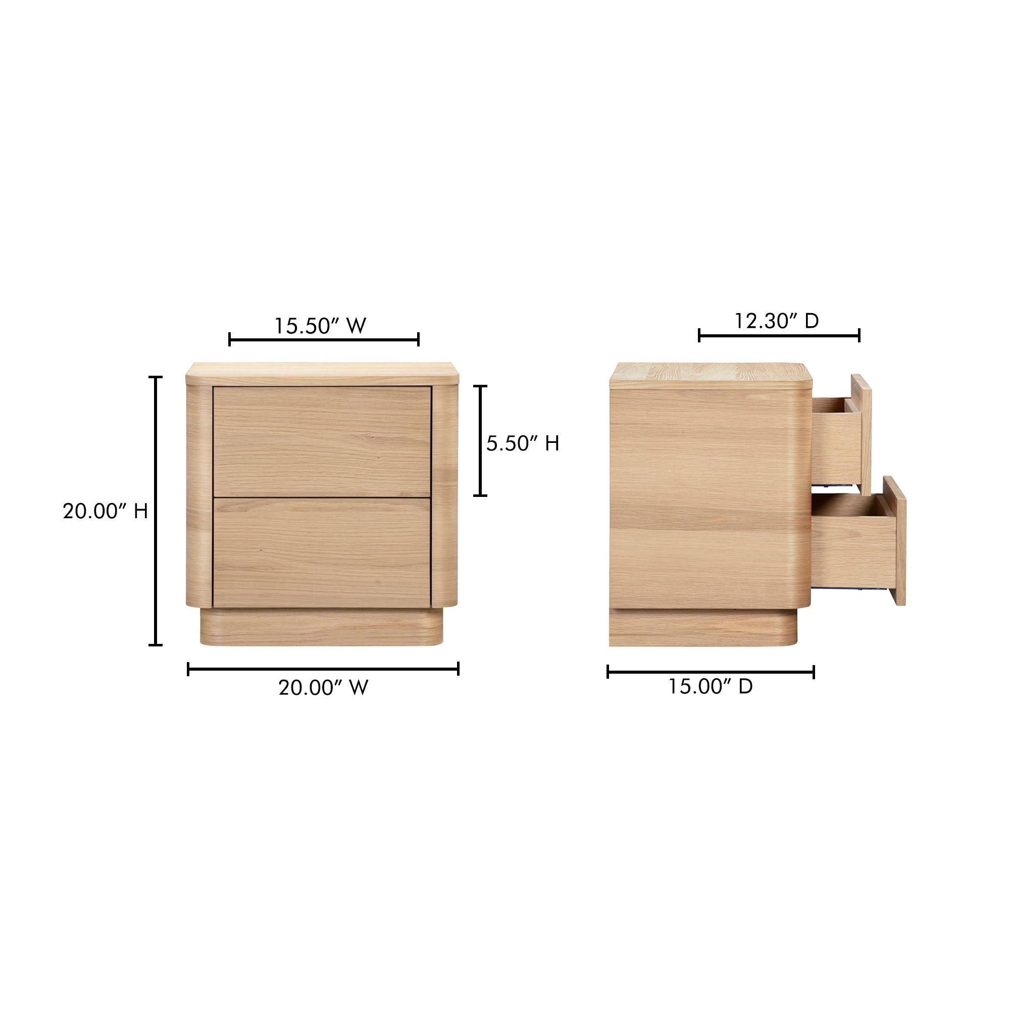 Round Off Tall Nightstand Natural Oak - 1630Living