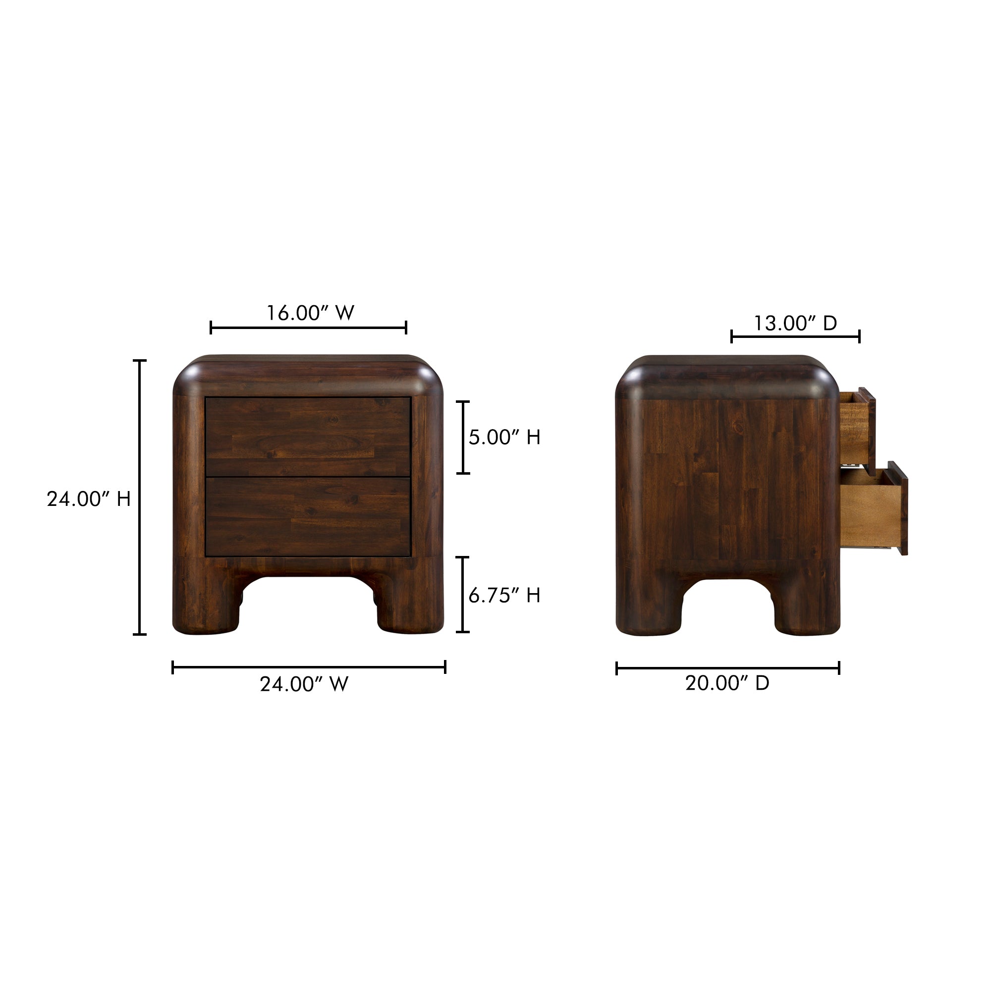 Rowan Nightstand Dark Brown - 1630Living