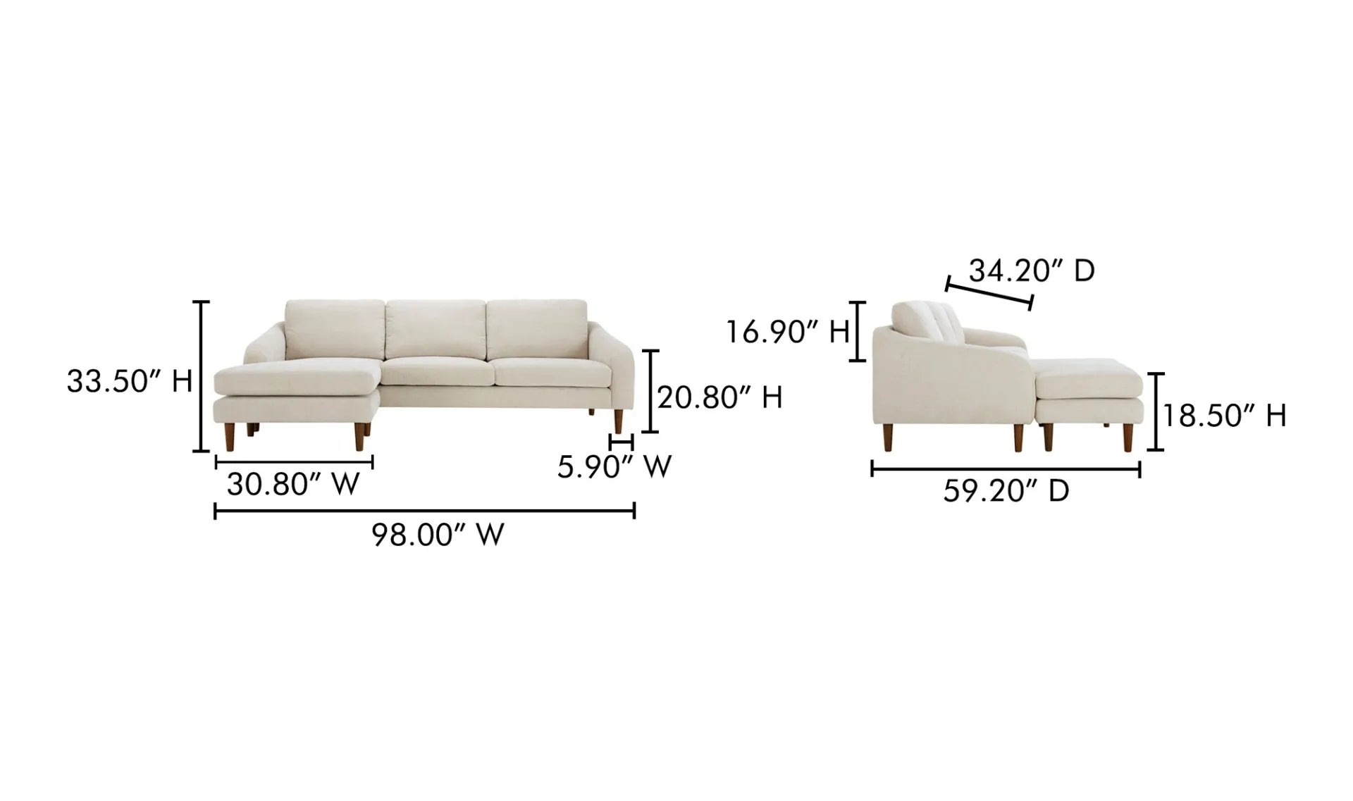 Quinn Sectional Oatmeal - 1630Living