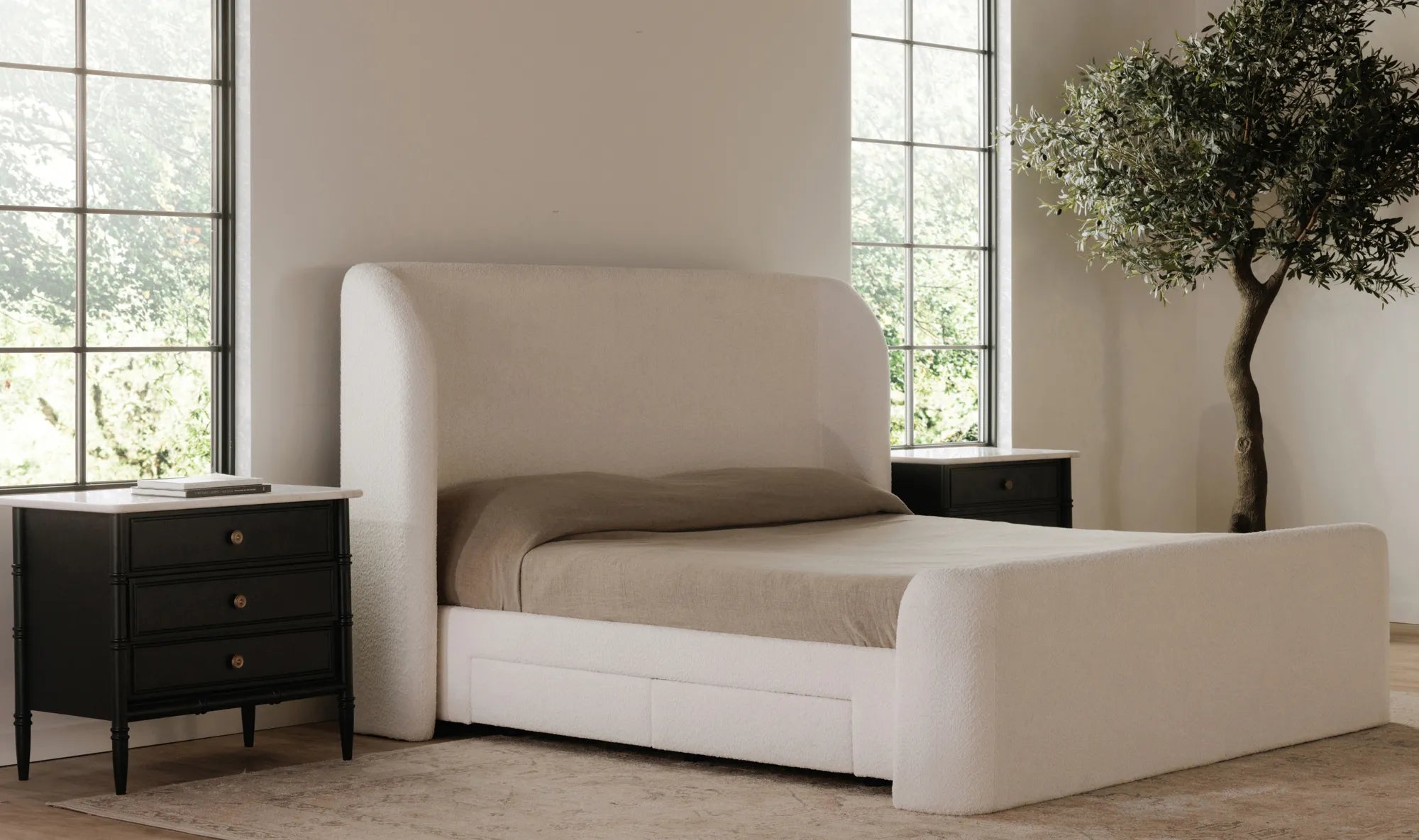 Sophia King Storage Bed Cream - 1630Living