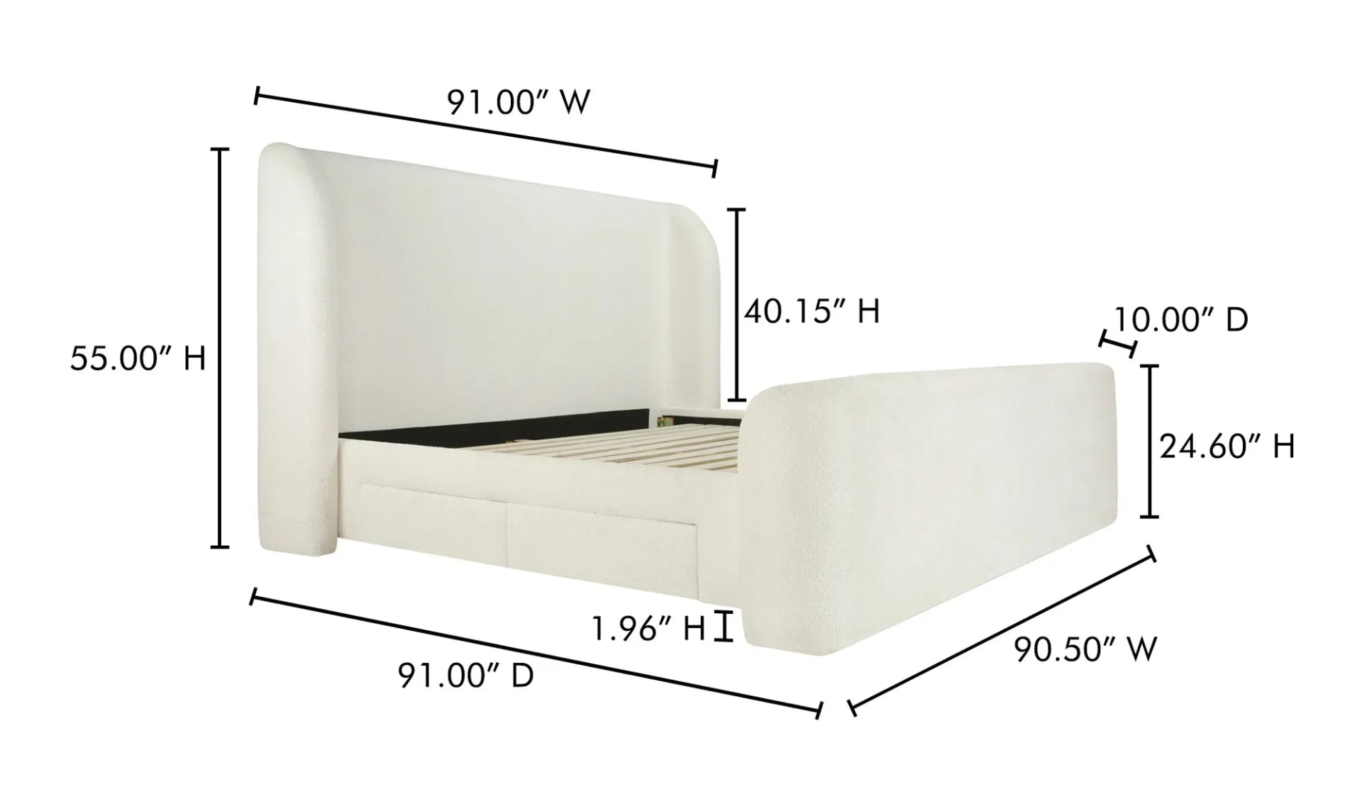 Sophia King Storage Bed Cream - 1630Living